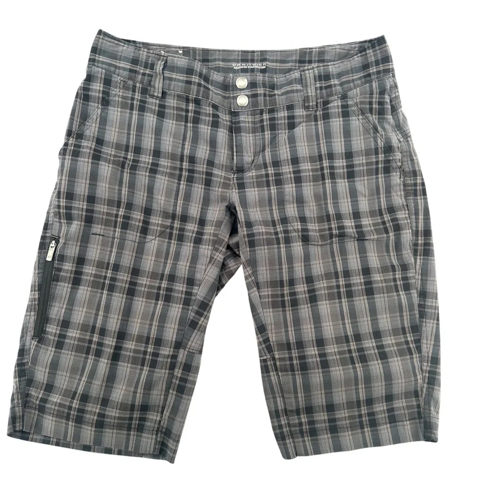 Columbia Omni-Wick Mens Plaid Shorts Gray Black Hiking Outdoor Size 30 Inseam 11